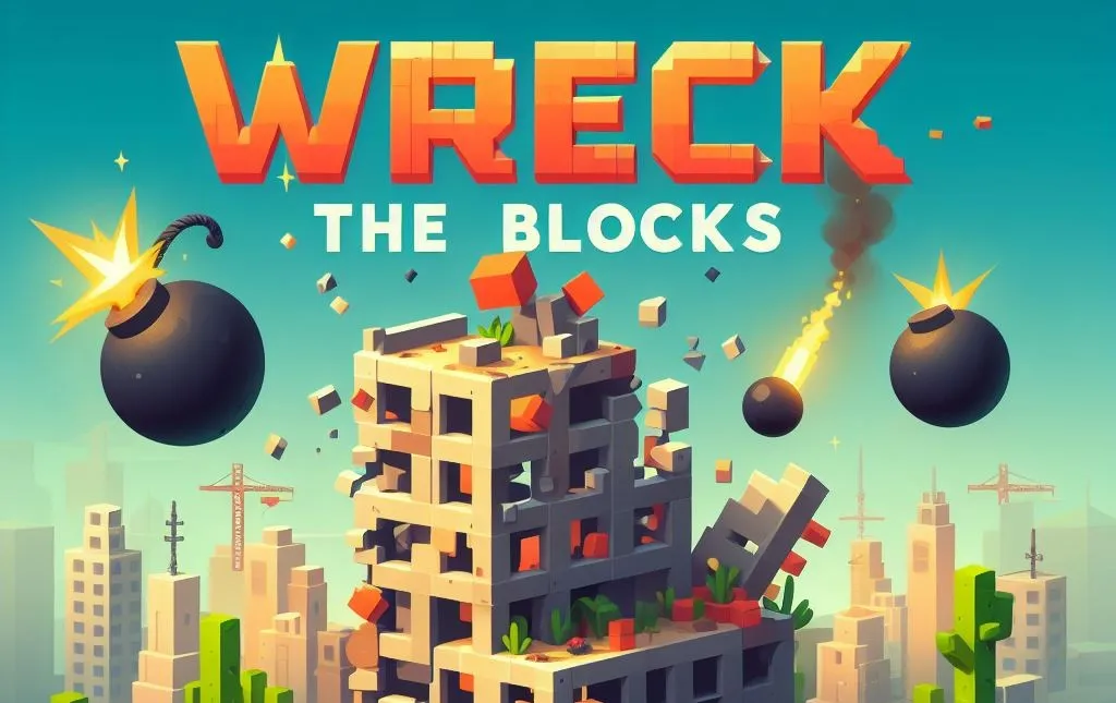 Wreck the Blocks — bombs blasting a voxel tower apart